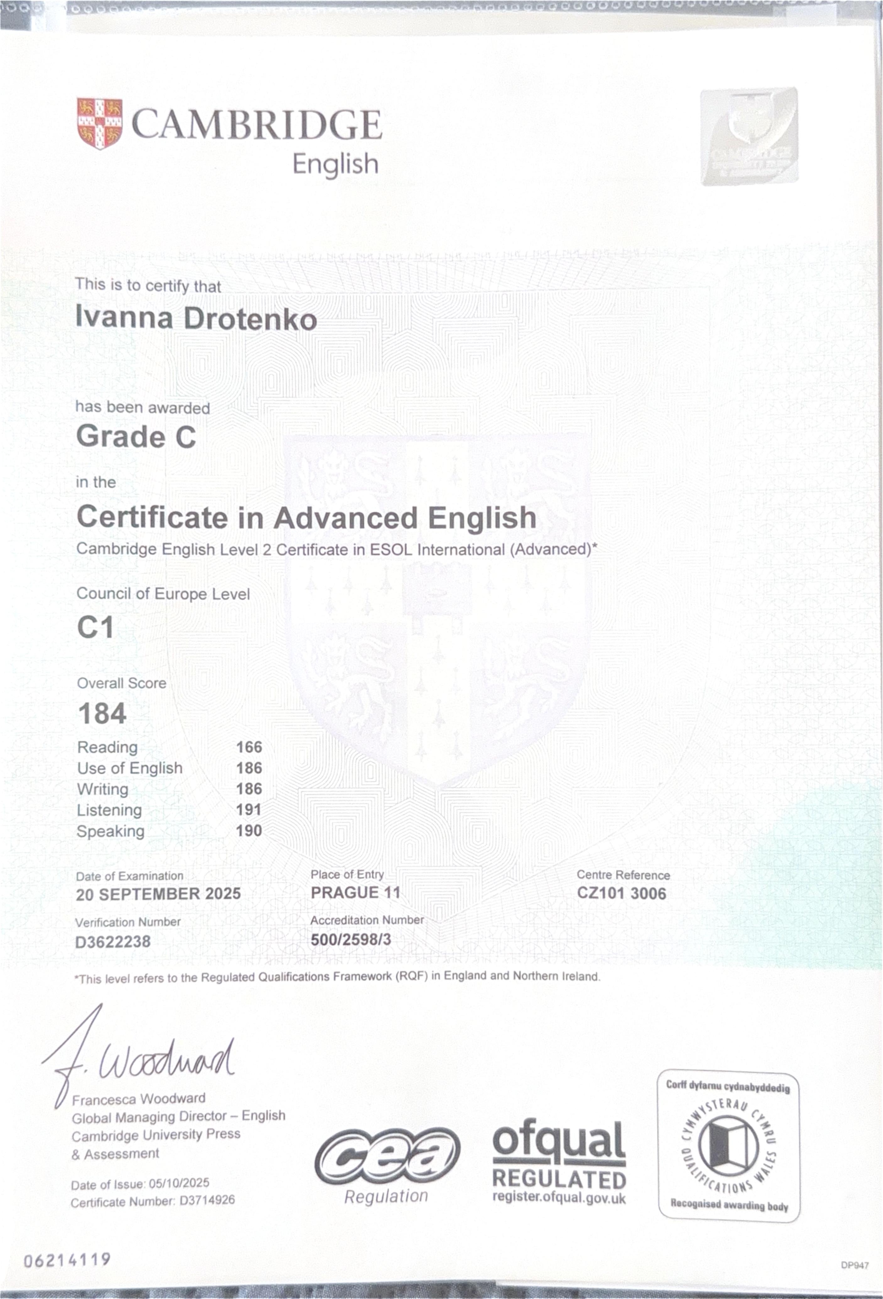 Cambridge C1 Advanced English Certificate