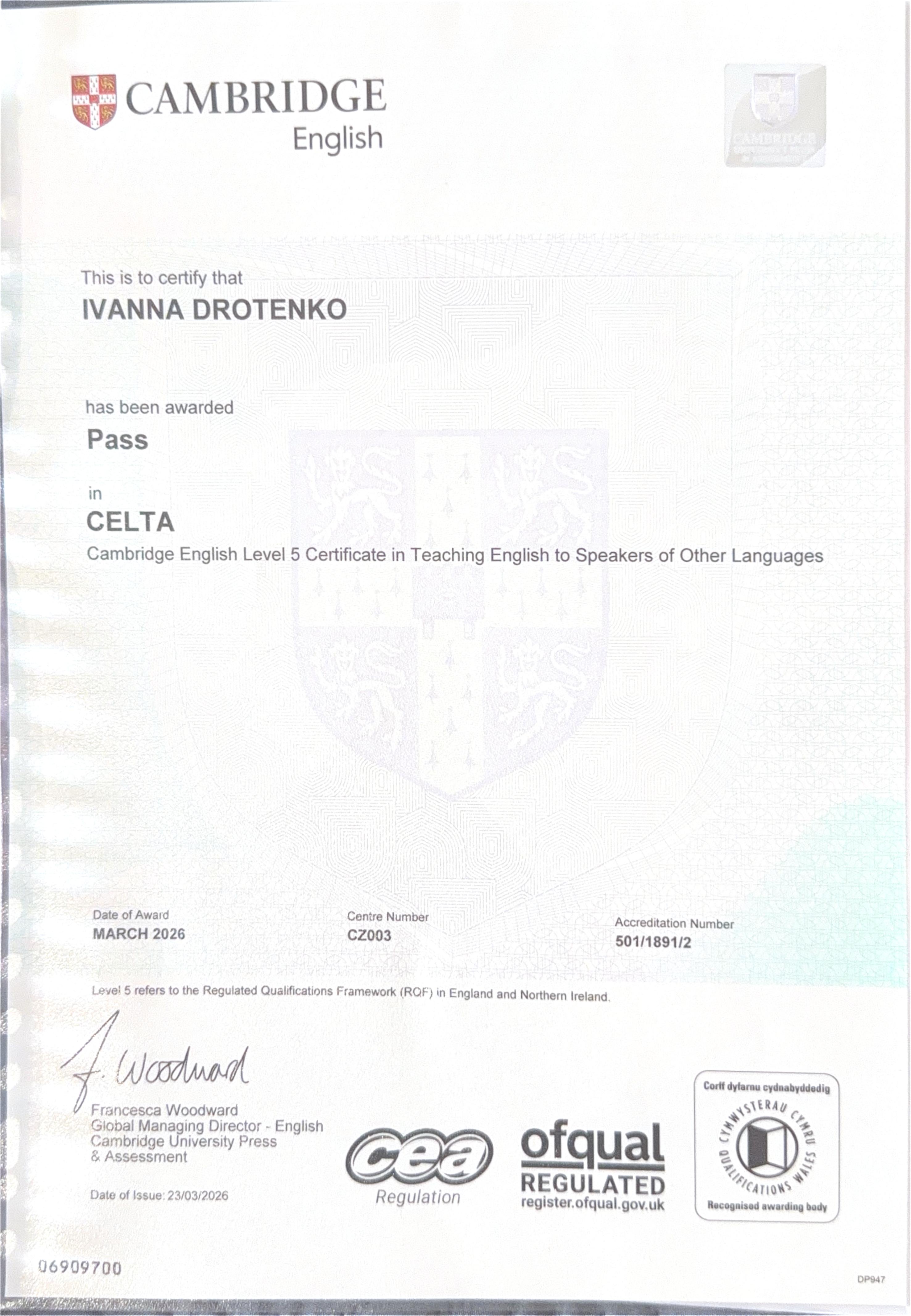 CELTA — Cambridge Certificate in Teaching English
